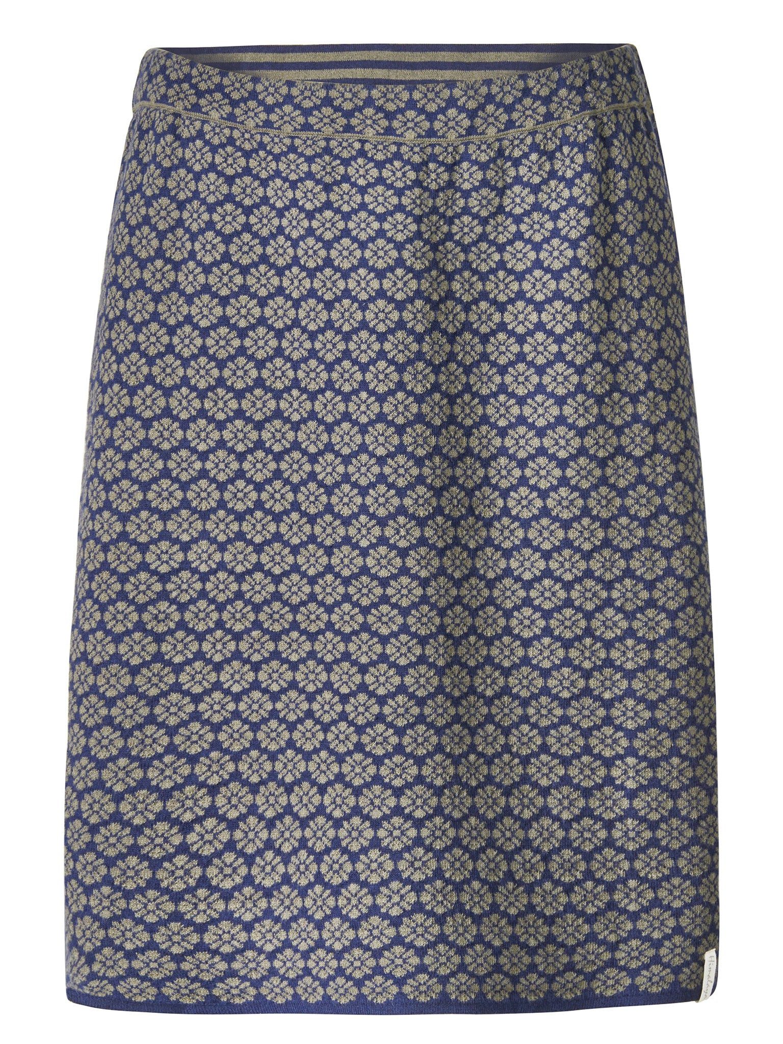 Himalaya Clothing Strickrock Damen figurumspielend casual Rock GOTS Bio-Baumwolle Blütenjacquard Weiche Strickqualität mit elastischem Bund, knielang