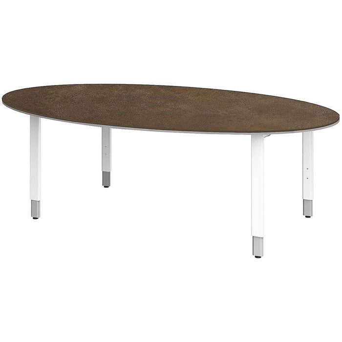 röhr Konferenztisch Objekt Plus Oval mit 2 farbiger Kante und 4-Fuß Gestell Breite 220 cm