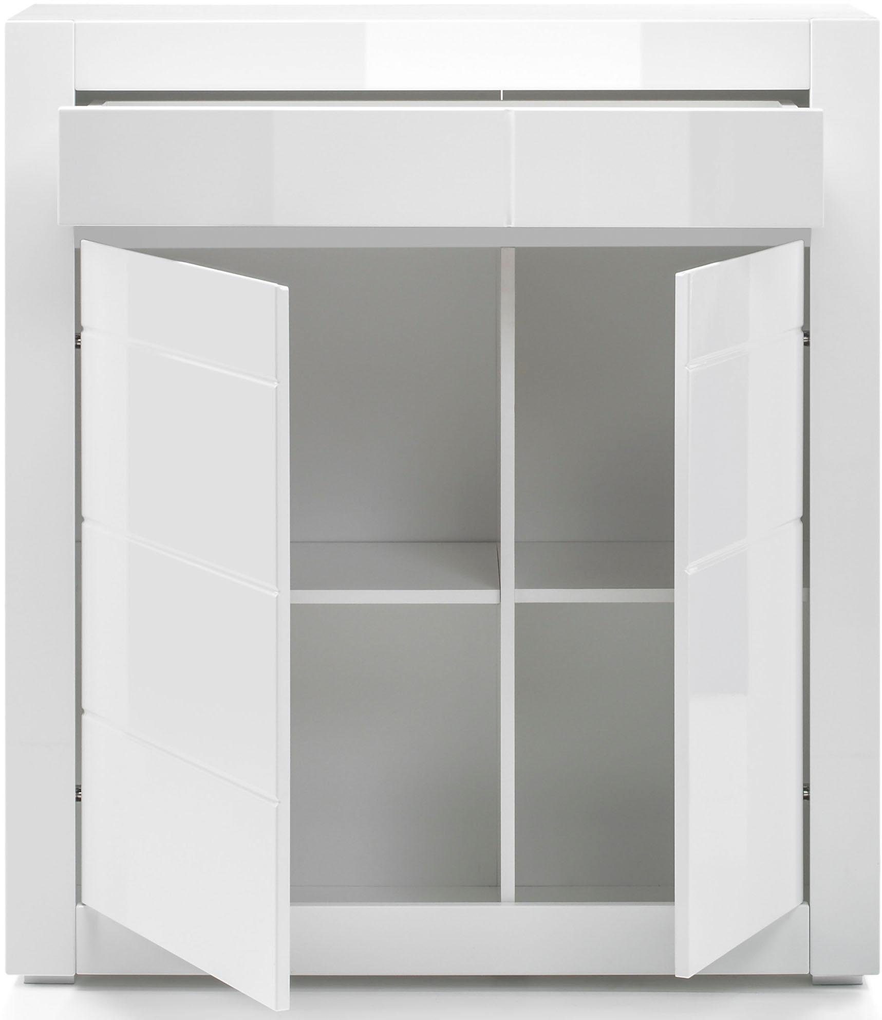 Home affaire Kommode Carat, Breite 100 cm, wird mit 2 Leisten geliefert (weiss und grau)