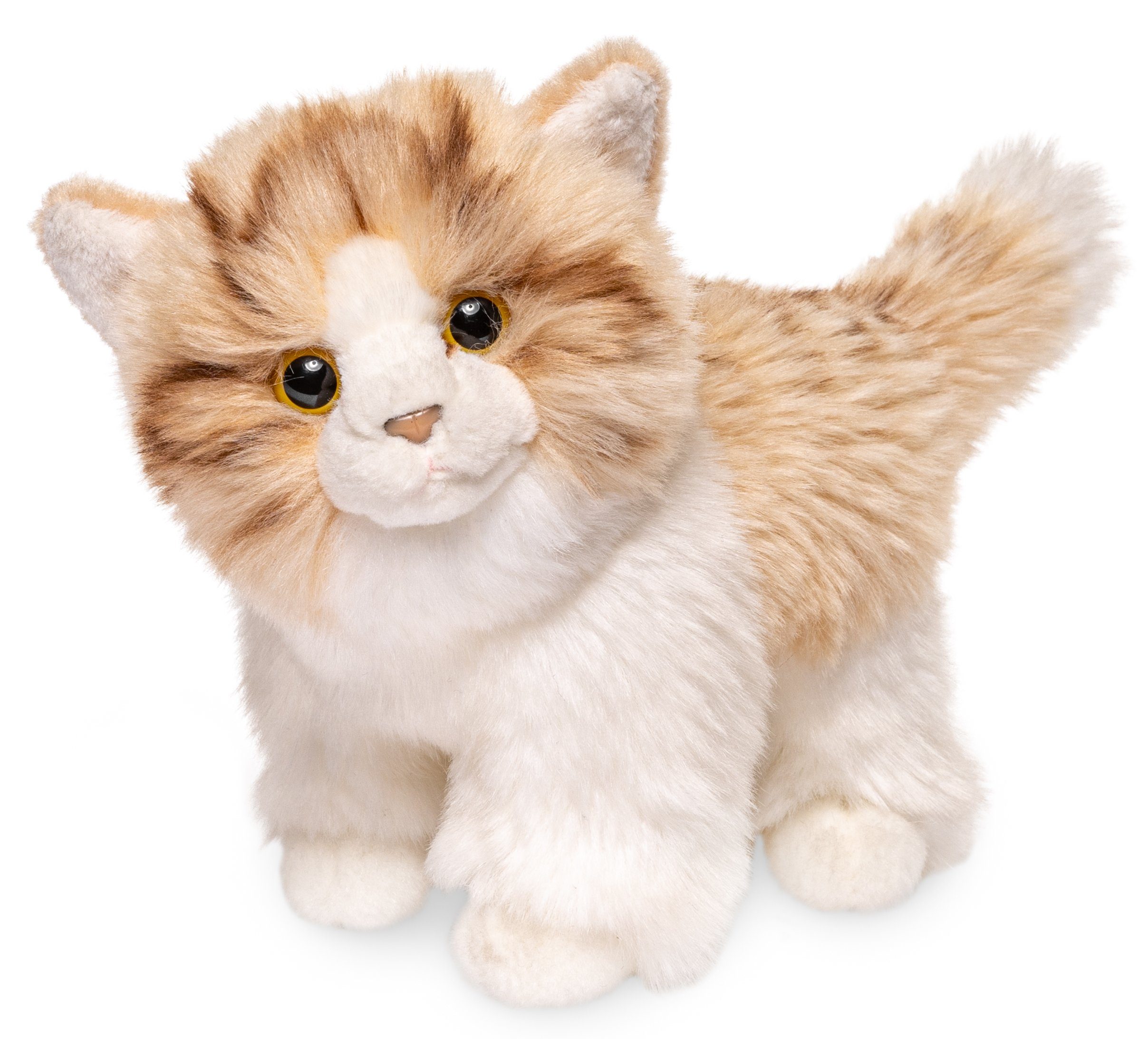 Uni-Toys Kuscheltier Kätzchen, stehend - versch. Farben - 18 cm - Plüsch-Katze, Plüschtier, zu 100 % recyceltes Füllmaterial beige-weiß