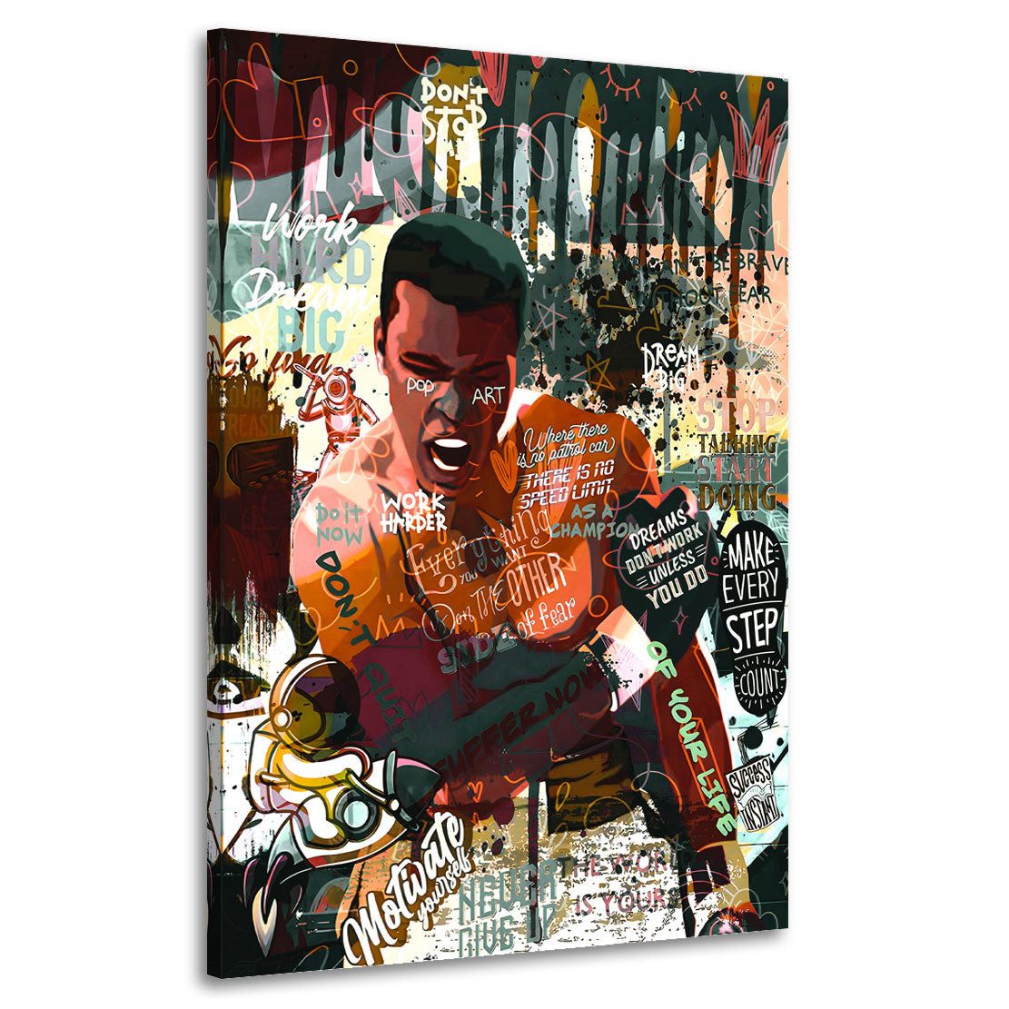 Artedinoi Leinwandbild Pop Art Boxer Sport Leinwandbild Wandbild XL Kunst Deko, Boxer, Sportmotiv