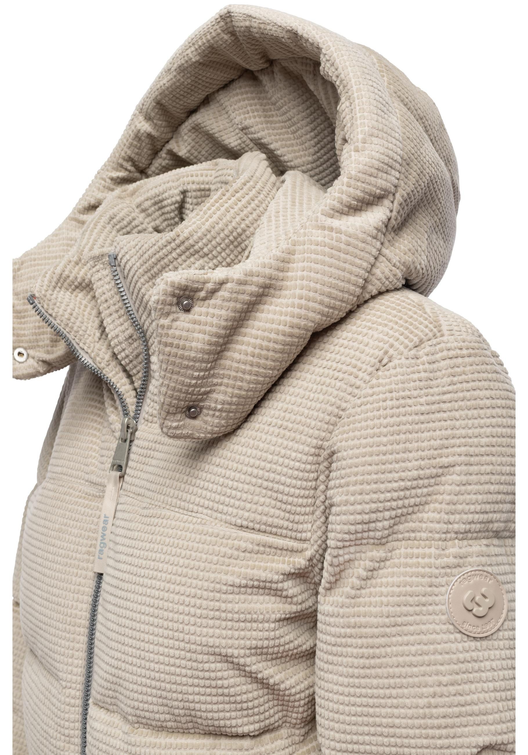 Ragwear Steppjacke Roobie Cordy Wasserdichte Winterjacke aus Kord mit abnehmbarer Kapuze