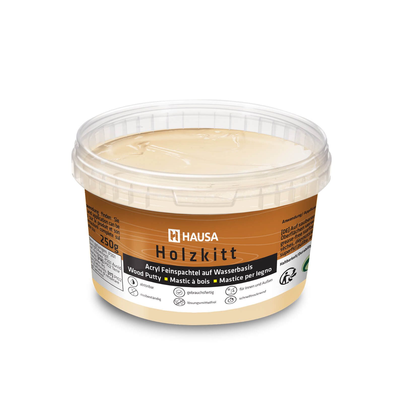 Hausa Holz-Reparaturset Holzkitt, 250g gebrauchsfertig ausgezeichnete Füllkraft rissbeständig, 1-St., Gramm Eiche Mittel Holzspachtelmasse Kitt für Holz, Holzspachtel/Füllmasse zum Reparieren