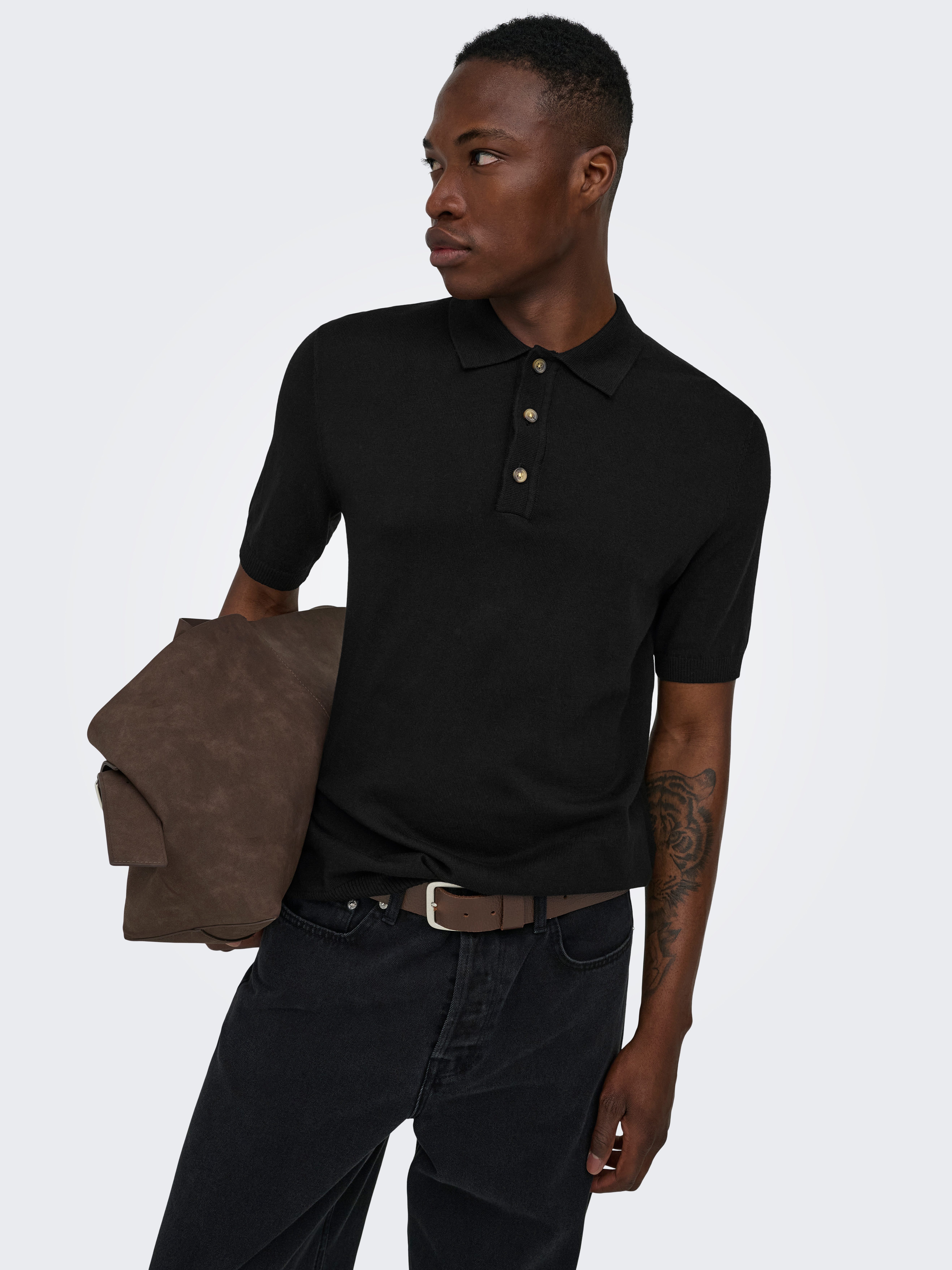 ONLY & SONS Polokragenpullover ONSLOUI REG 12 SS MEL POLO KNIT NOOS Baumwollmischung, regular fit