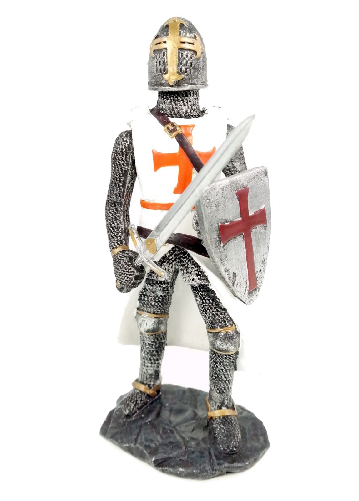 Vogler Dekofigur Kreuzritter in Rüstung mit Schwert Ritter Templer Kreuz Deko Skulptur