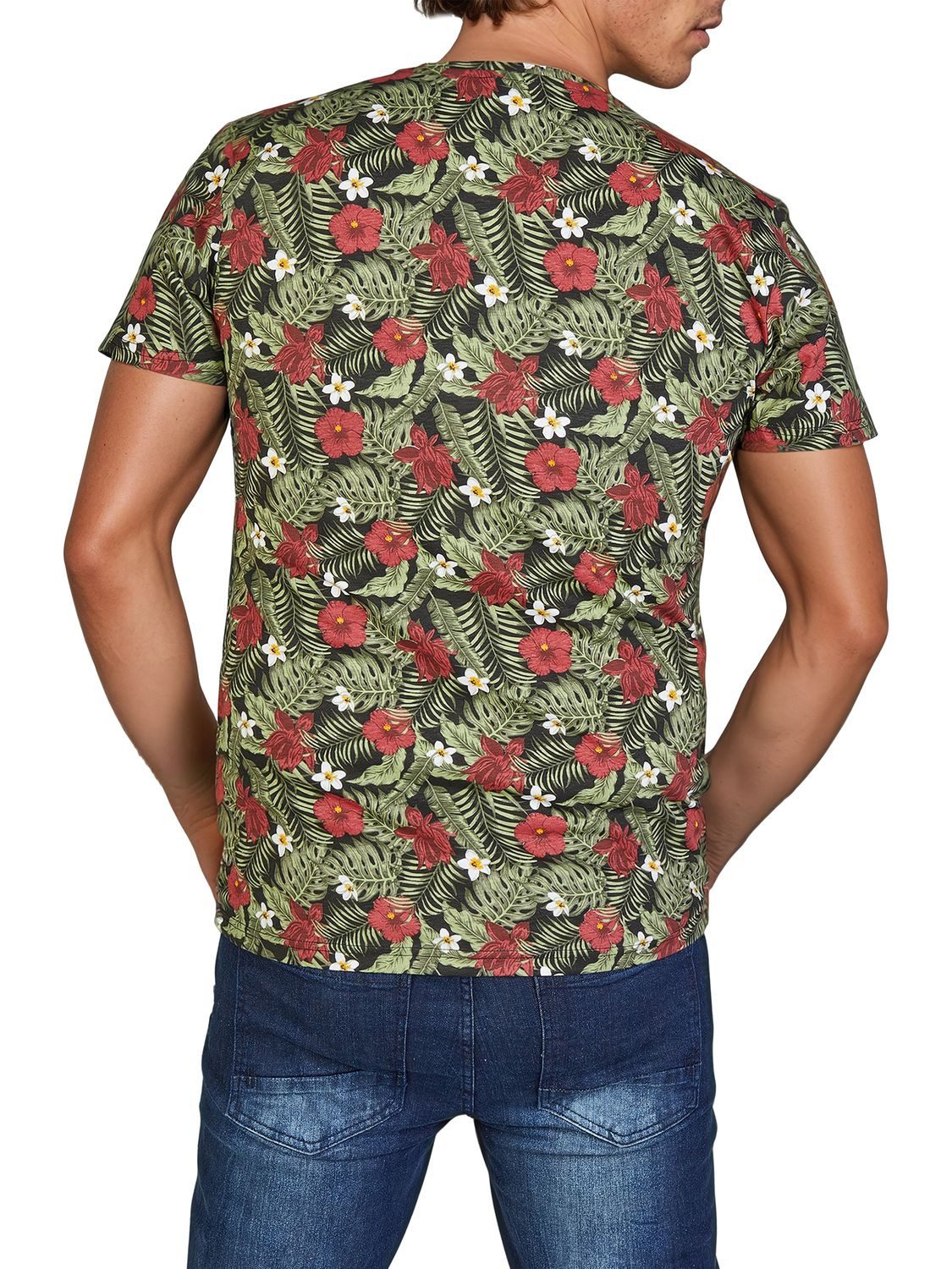riverso T-Shirt Herren Fotoprintshirt RIVBill Regular Fit (1-tlg) Kurzarm Hawaiishirt mit Rundhalsausschnitt aus 100% Baumwolle