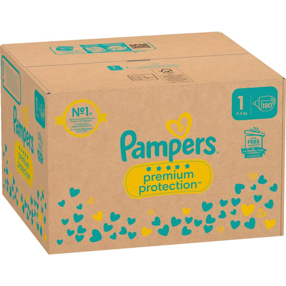 Pampers Papiertaschentücher Pampers® Windeln Monatsbox premium protection™ Größe Gr.1 (2-5 kg) für