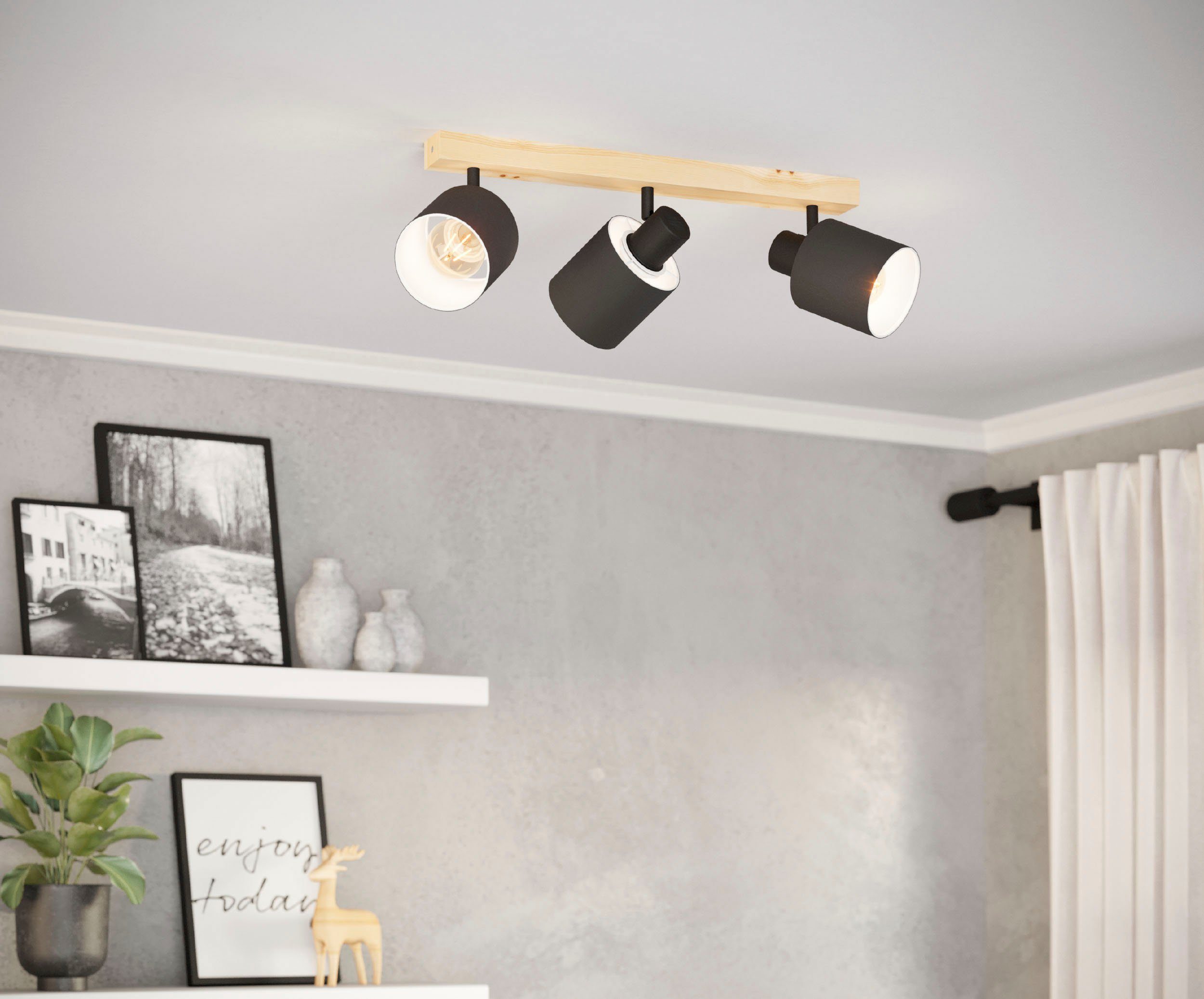 EGLO Deckenspot BATALLAS Deckenstrahler, Holz, Stahl günstig online kaufen