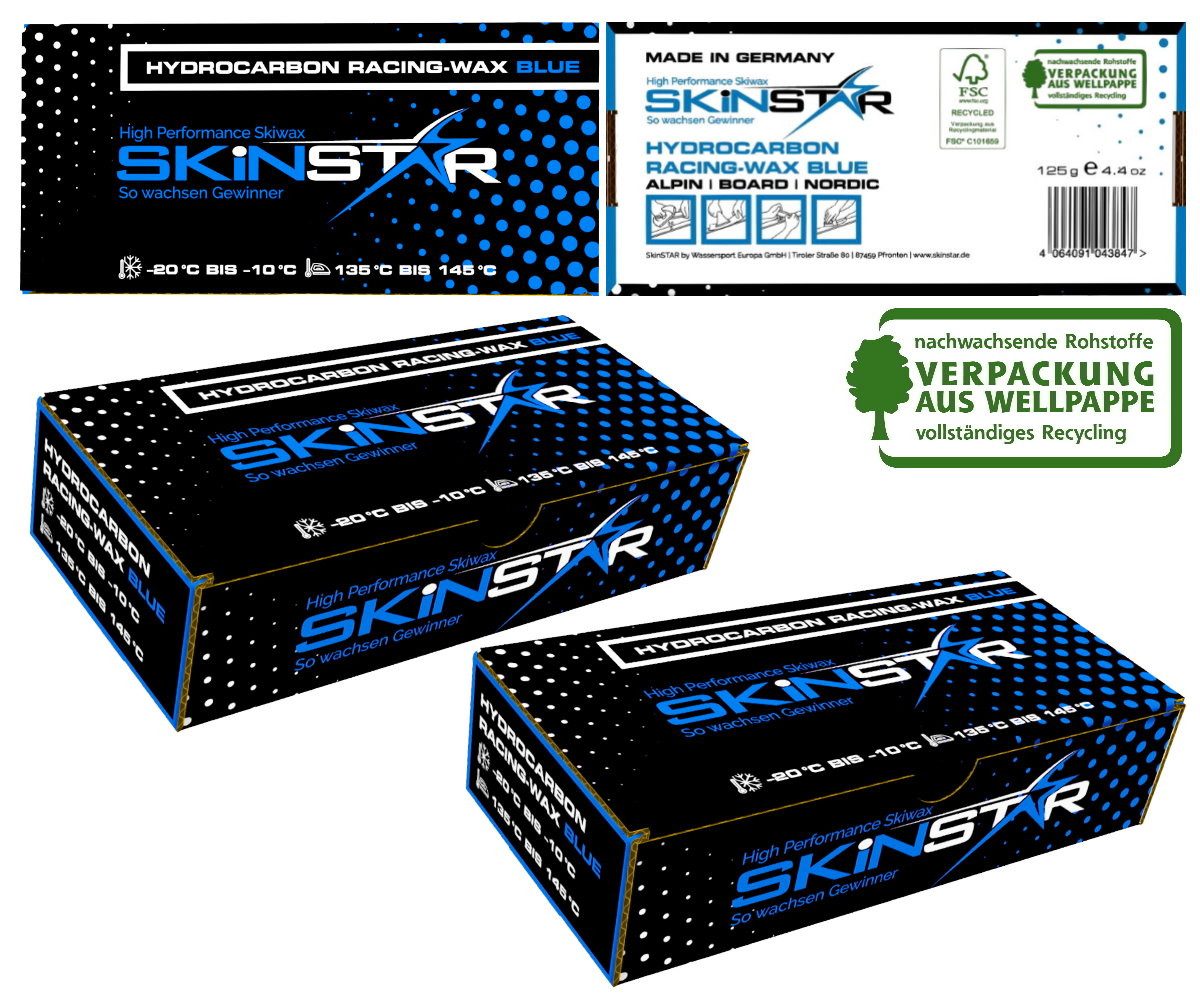 SkinStar Ski SKINSTAR Hydrocarbon Racing Wachs Skiwax Profi-Wachs COLD Mix Blue