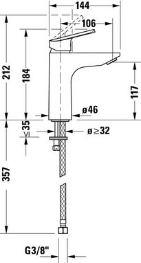 Duravit Waschtischarmatur Duravit No.1 Waschtischmischer, Größe M mit AirPlus, Ausladung 10,6 cm, Chrom