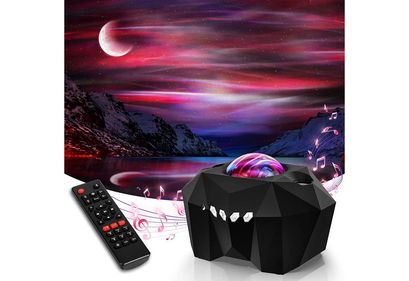 Rosnek LED Nachtlicht Sternenhimmel, Bluetooth, mit Fernbedienung, für Schlafzimmer Party, Hifi-Stereo-Musiklautsprecher
