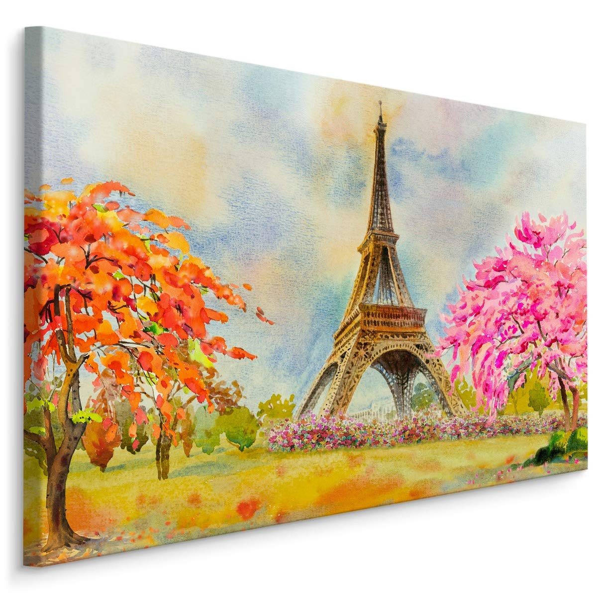 Muralo Leinwandbild Architektur – Leinwandbild Wandbild Kunstdruck Wohnzimmer, Gebäude (1 St), Paris – Stadt – Frankreich, 70 x 50 cm, aufhängefertig