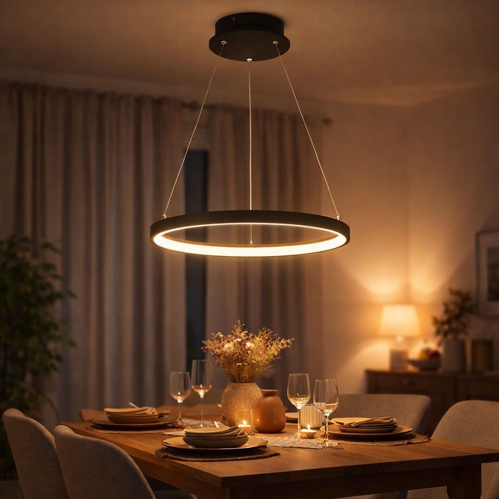 GLOBO LIGHTING LED Pendelleuchte, LED-Leuchtmittel fest verbaut, Warmweiß, Pendelleuchte Ring Hängeleuchte rund LED Lampen Wohnzimmer hängend