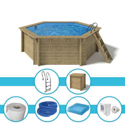 Paradies Pool Pool, Holzpool Lani 421x118cm, Folie blau 0,8mm