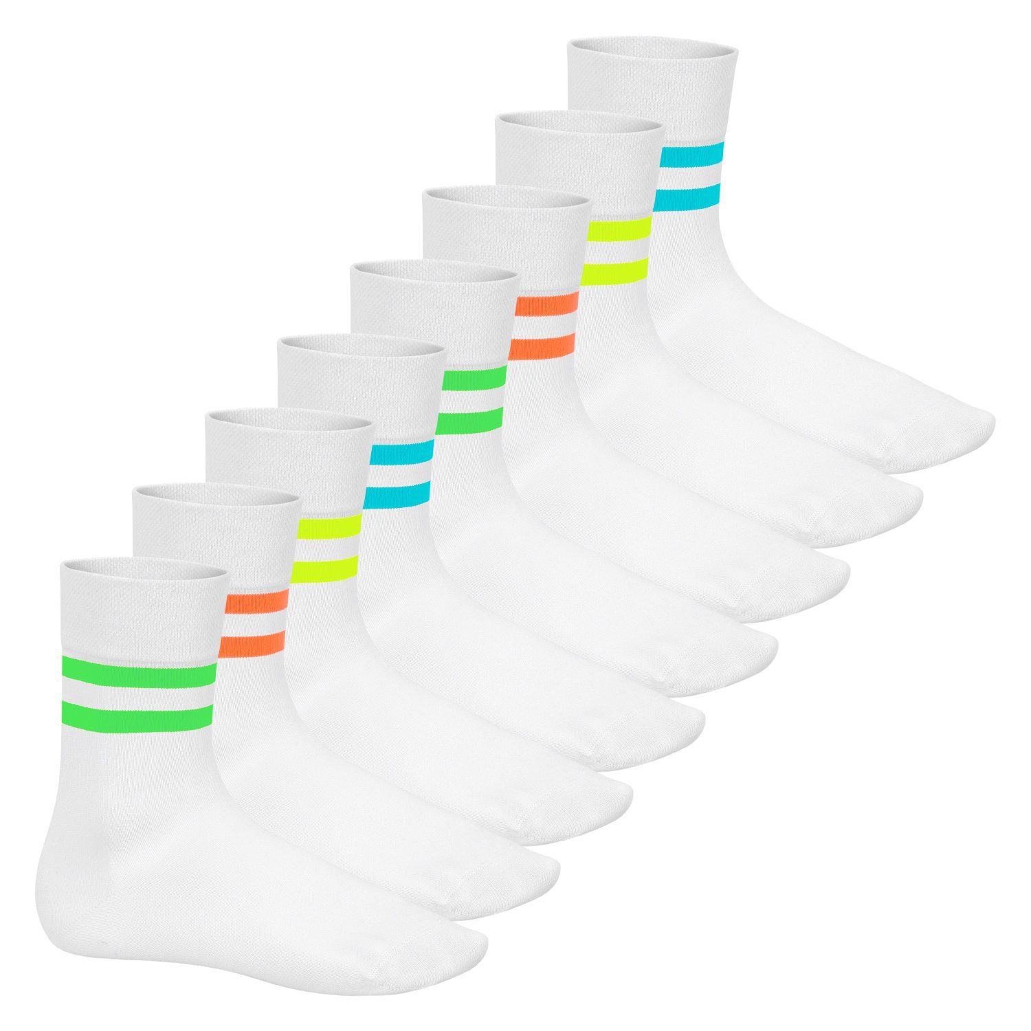 Basicsocken Herren & Damen Baumwollsocken (8 Paar) Socken im Neon Look