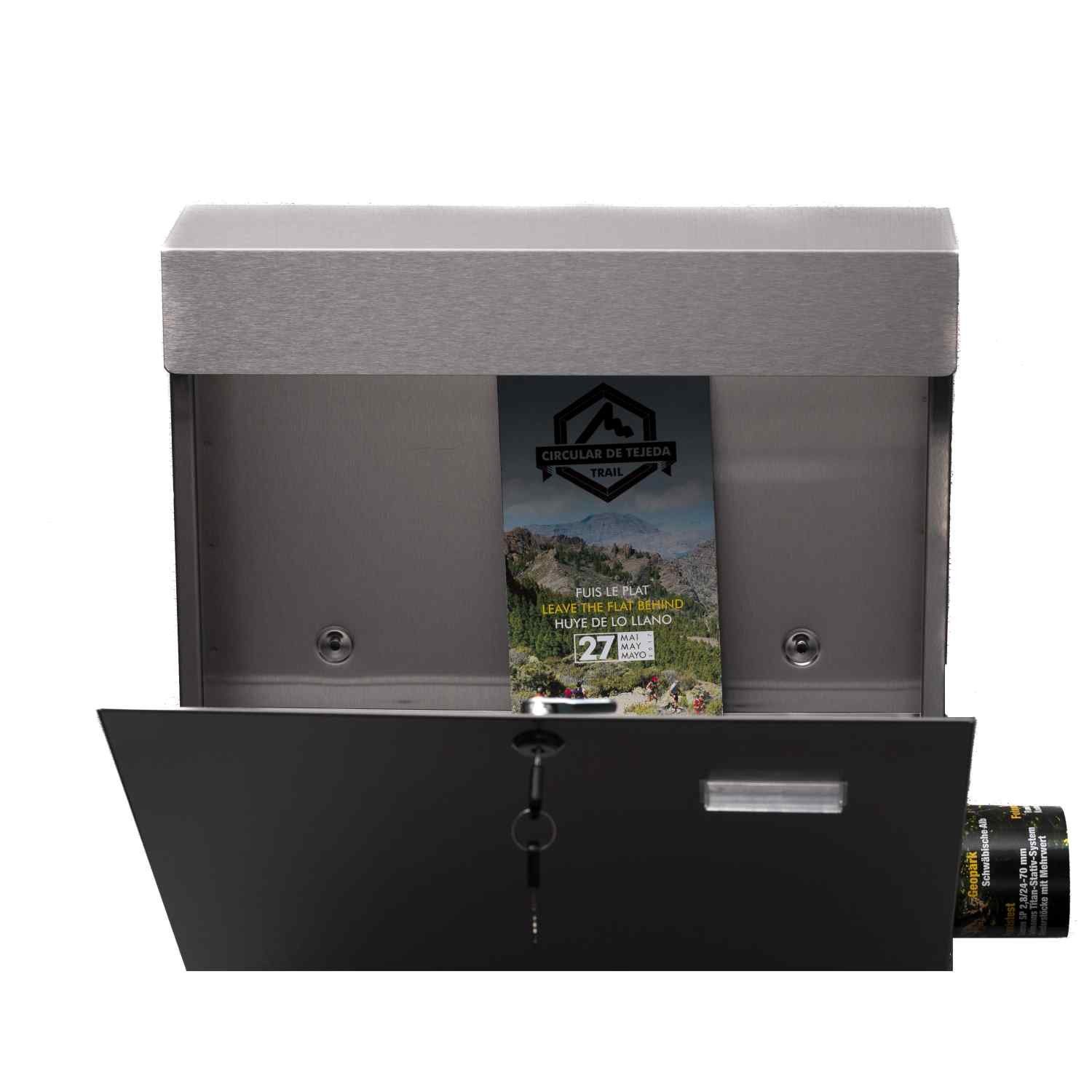 BIRENDY Briefkasten Briefkasten Zeitungsrohr Edelstahl 36cm in Silber 933 Wandbriefkasten