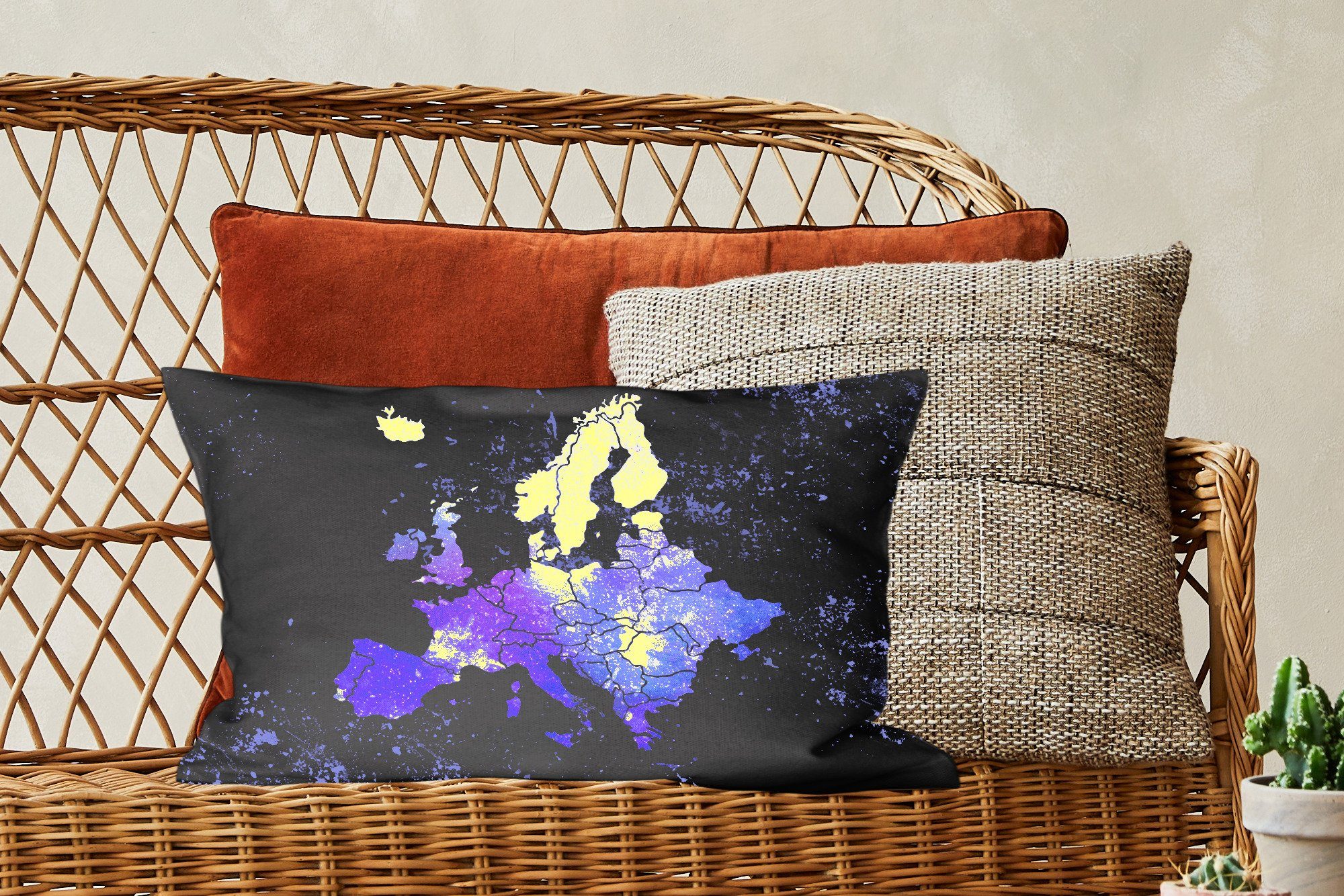 MuchoWow Dekokissen Karte - Europa Sternenhimmel, Zierkissen, mit Dekoration, - Dekokissen Wohzimmer Schlafzimmer Füllung