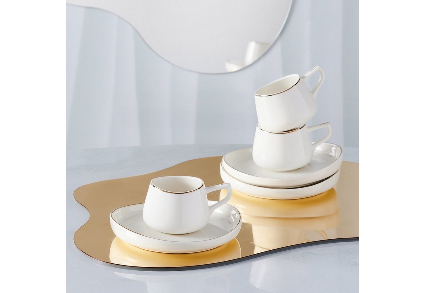 Karaca Kaffeeservice Karaca Streamline Hole 90ml Kaffeettase mit Untertasse für 6 Personen