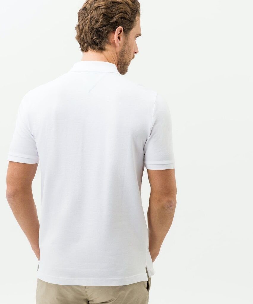 mit white Knopfleiste Poloshirt kurzer Brax Pete