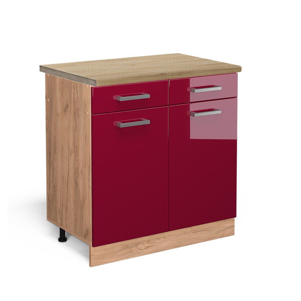 Vicco Unterschrank R-Line, Bordeaux Hochglanz/Goldkraft Eiche, günstig online kaufen
