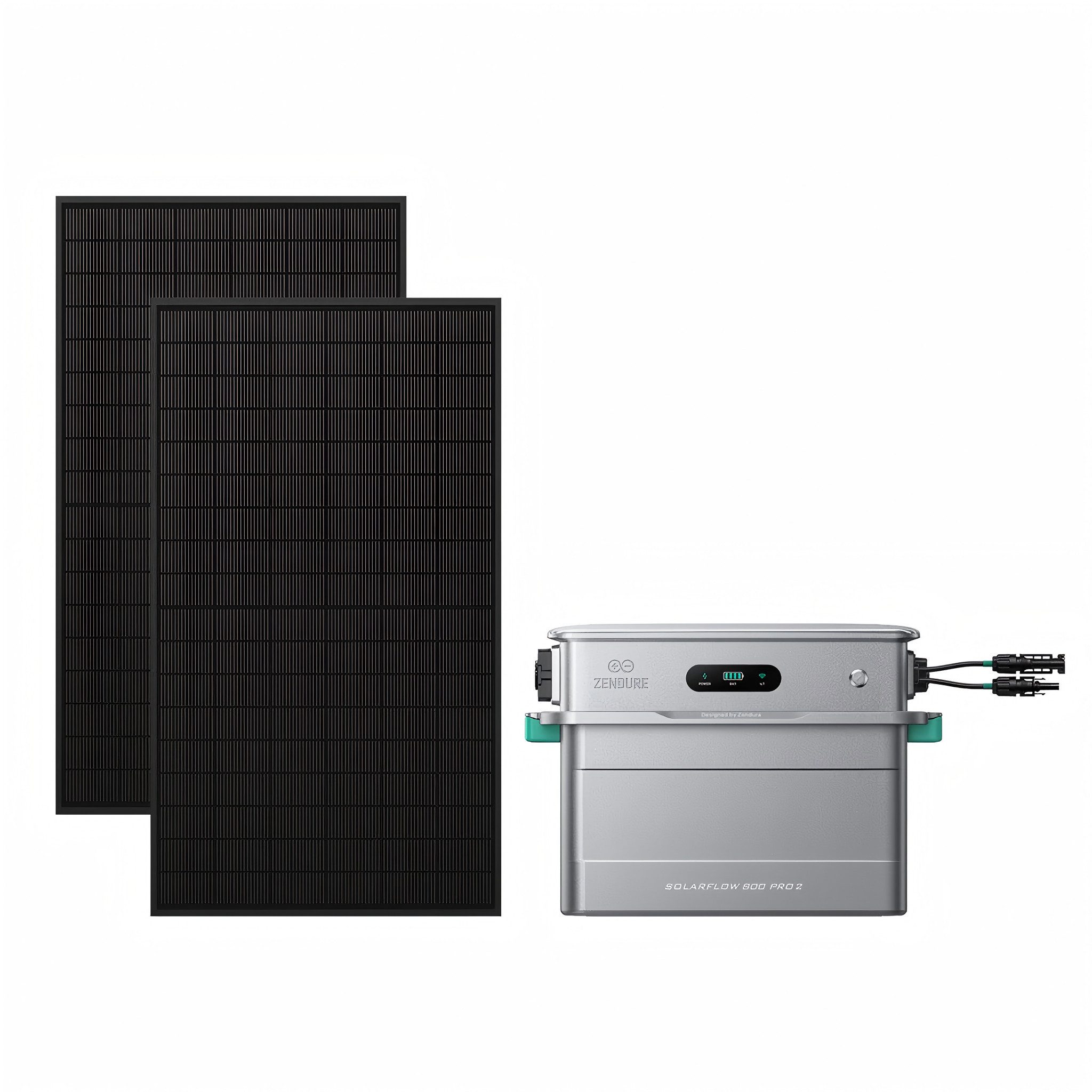 ZENDURE SuperCharged Balkonkraftwerk Zendure SolarFlow 800 Pro 2 910W/1820W Photovoltaikanlage Komplettset, Monokristallin, (Set, 2-St., SolarFlow 800 Pro 2+2/4×455W Module), 2640W PV Leistung, Plug und Play, IP65