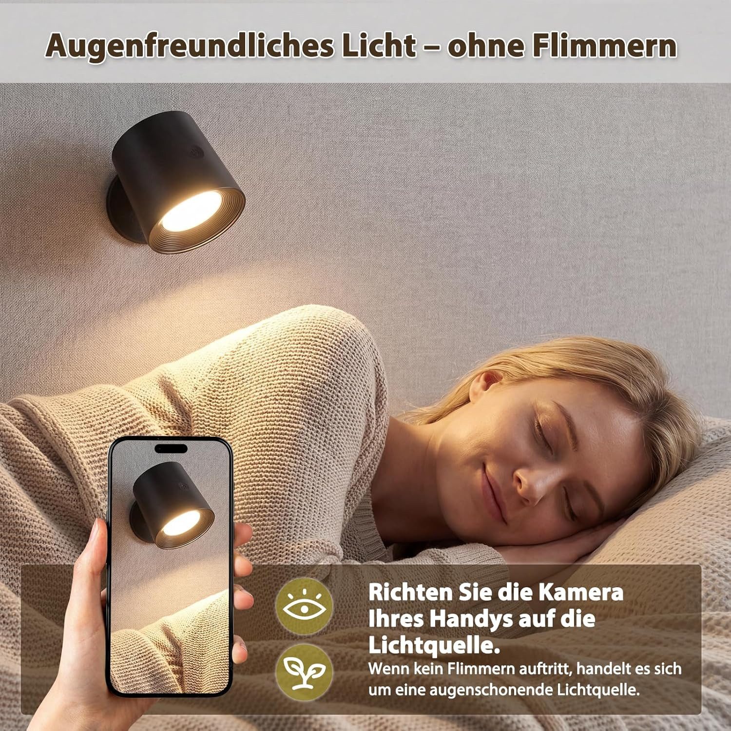 ZMH LED Wandleuchte innen Akku dimmbar Wandlampe Schlafzimmer Flur Mit Fernbedienung, LED fest integriert, Warmweiß-Neutralweiß-Kaltweiß, dimmbar,3 Helligkeitss – Bild 5 von 5