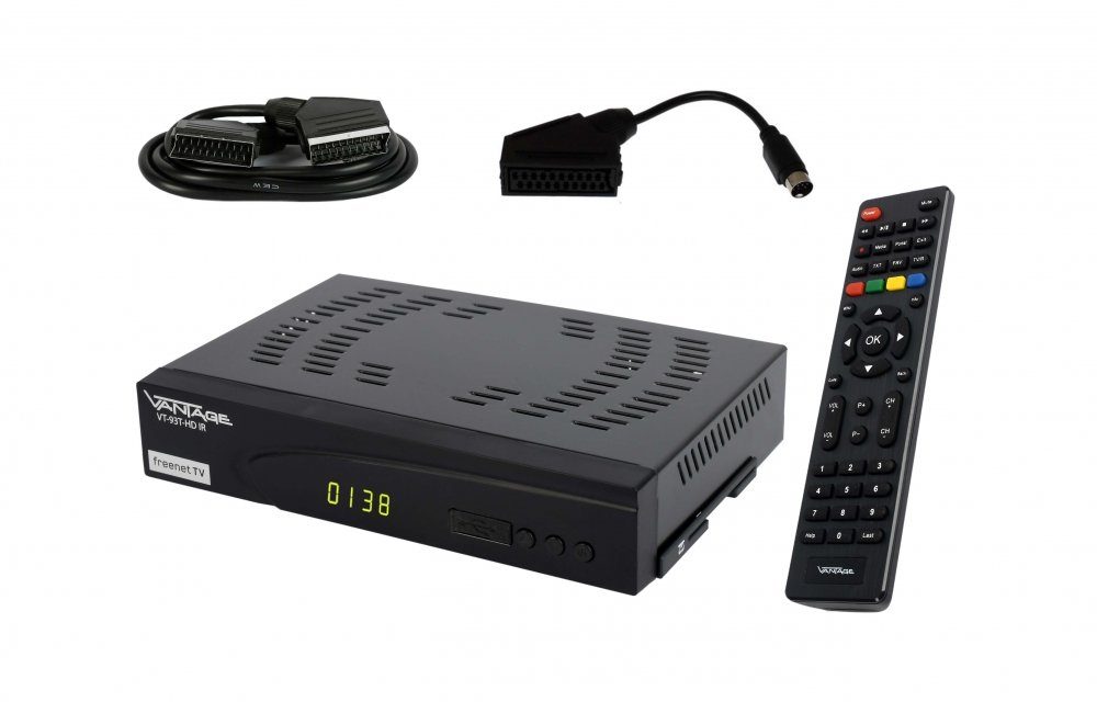 Vantage Vantage VT-93 DVB-T2 Receiver inkl. 3 Monate gratis Freenet TV (Privat DVB-T2 HD Receiver