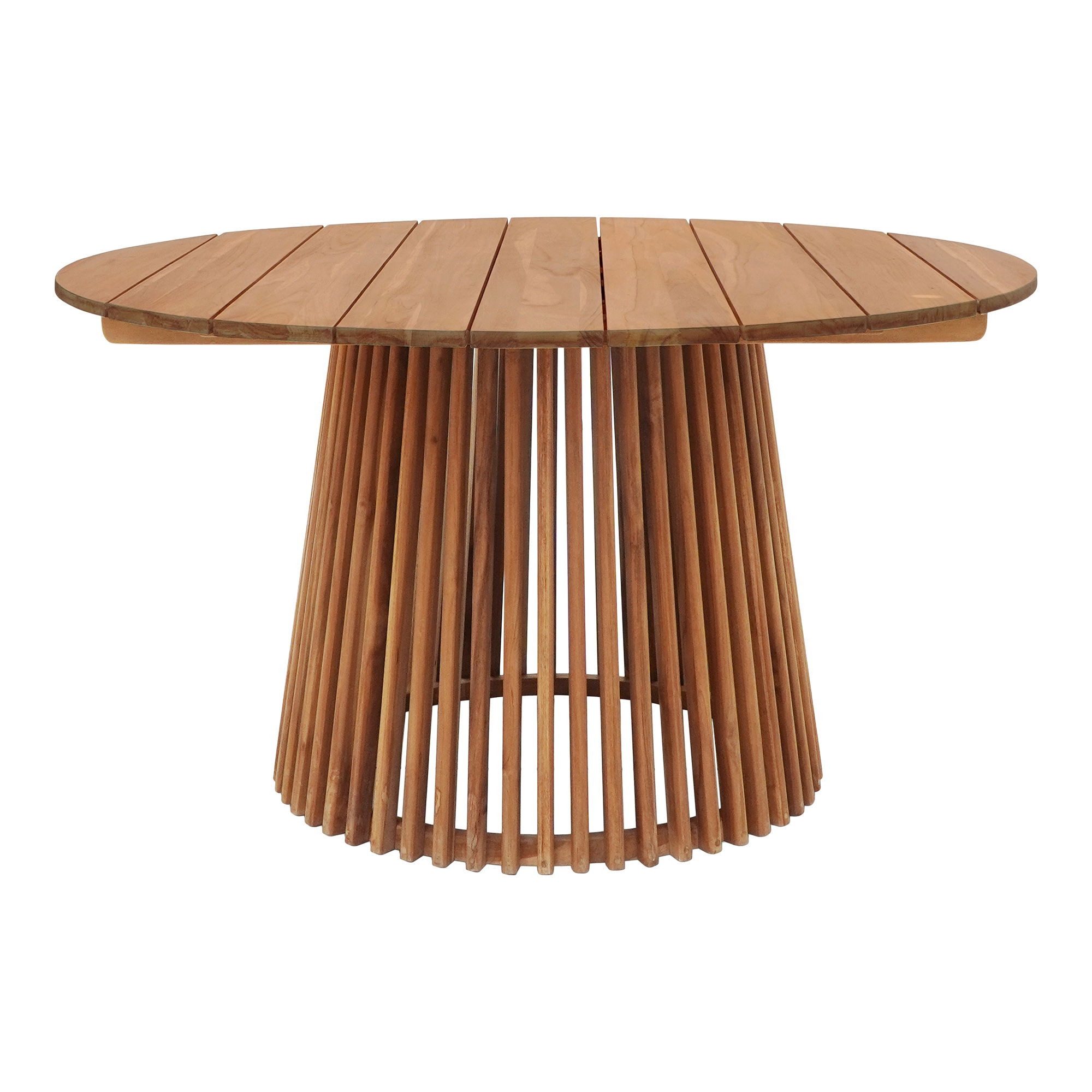 House Nordic Gartentisch rund, Lamellen-Stab-Gestell, in Teakholz Natur Geölt - 75x120cm (HxD)