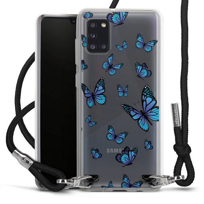 DeinDesign Handyhülle Schmetterling Muster transparent Butterfly Pattern Transparent Samsung Galaxy A31 Handykette Hülle mit Band Case zum Umhängen