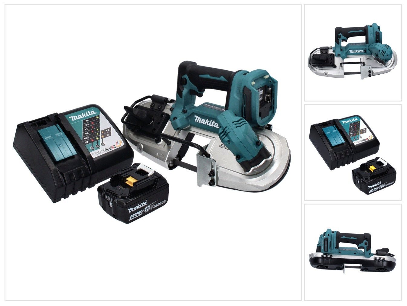 Makita Bandsäge DPB 183 RT1 Akku Bandsäge 18 V 66 mm Brushless + 1x Akku 5,0 Ah + Lad