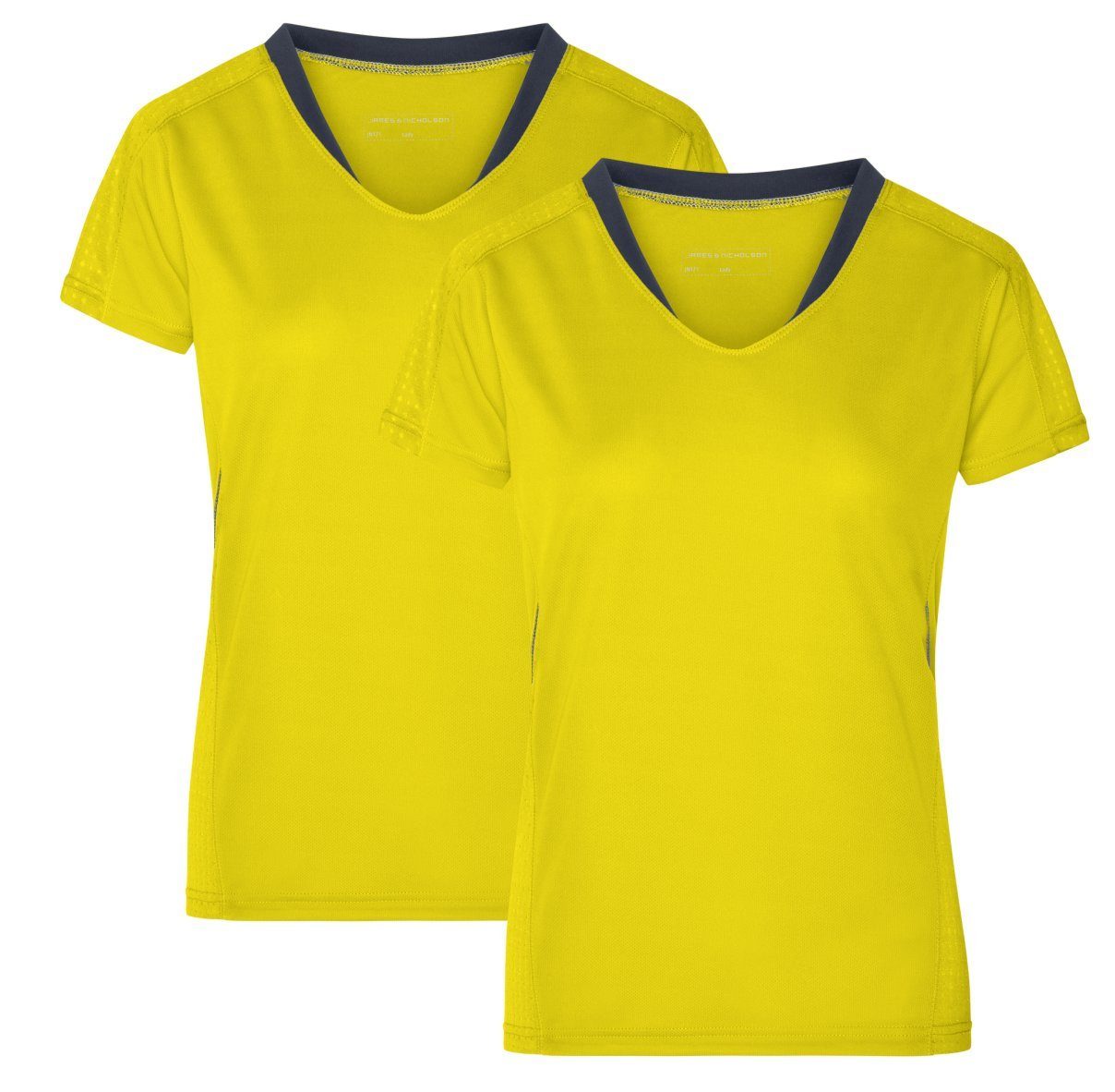 Feuchtigkeitsregulierend Laufshirt lemon/iron-grey (Doppelpack, 2 T-Shirt Laufshirt Doppelpack Damen Kurzarm und Stück) JN471 James Running & Atmungsaktiv Nicholson