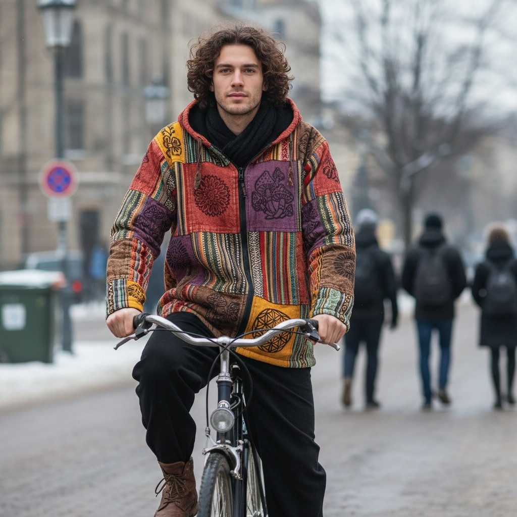 Guru-Shop Strickjacke Goa Jacke, Patchwork Sweatshirt Jacke -.. Hippie, Ethno Style, alternative Bekleidung