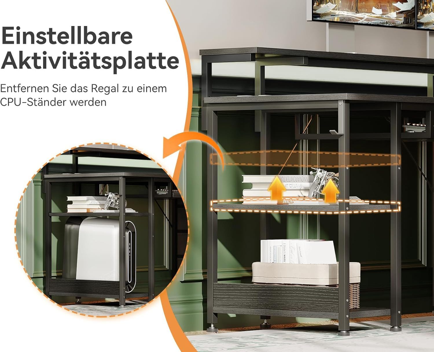 ODK Schreibtisch ODK Schreibtisch mit 4 Schubladen, Tastaturablage, Schwarz, 140x52x92cm – Bild 4 von 5