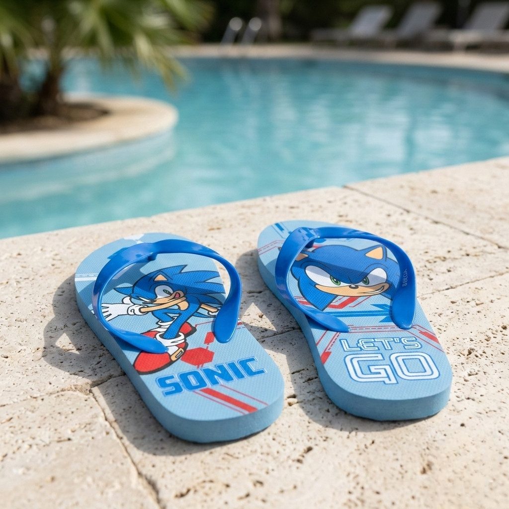 Sonic The Hedgehog Sonic The Hedgehog Flip Flops Kinder Sandalen Zehentrenner Gr. 26-34 Zehentrenner