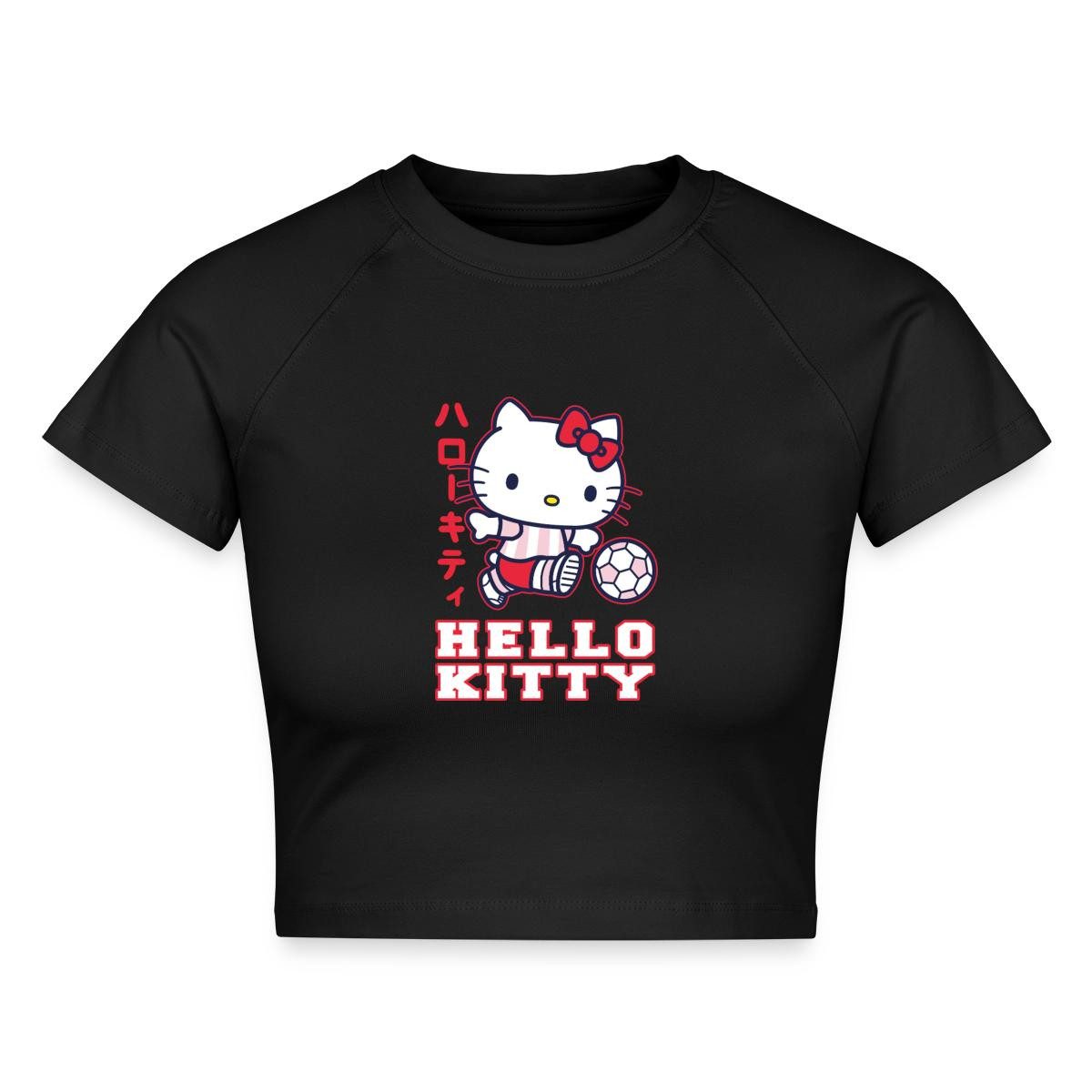 Spreadshirt T-Shirt Hello Kitty Spielt Fussball Sport Crop Top (1-tlg)