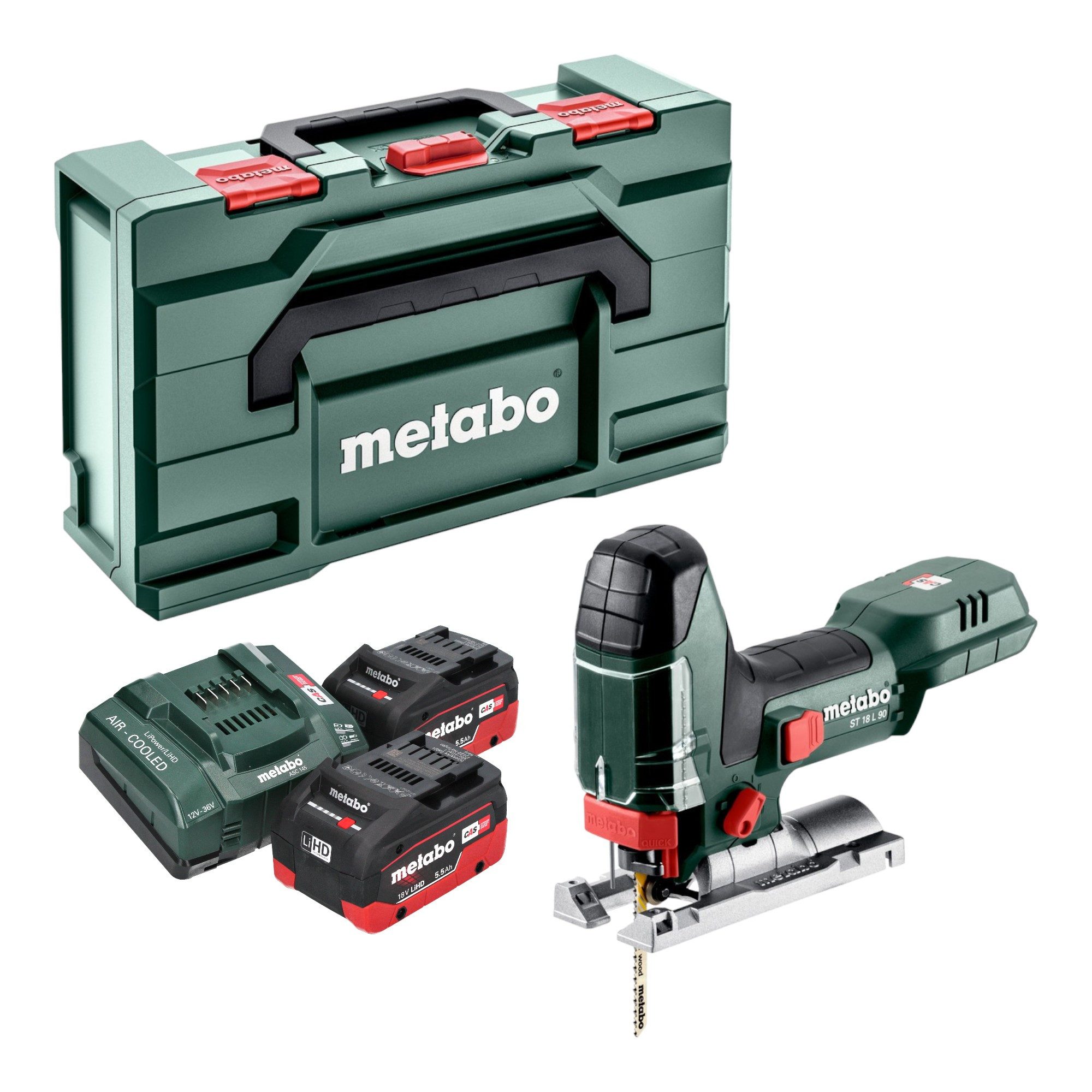 metabo Akku-Stichsäge ST 18 L 90 18 V 90 mm + 2x LiHD Akku 5,5 Ah + Lader + Metabox