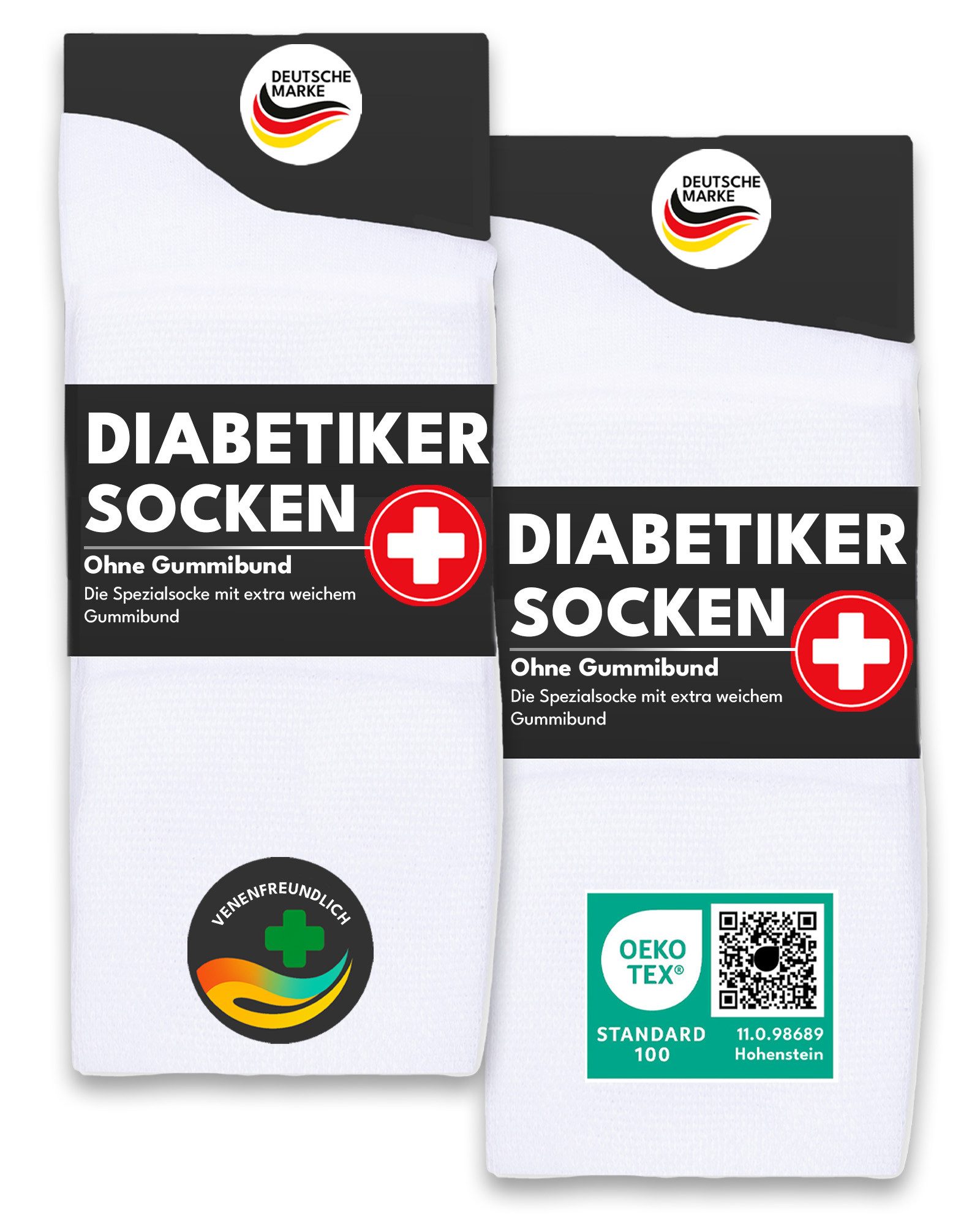 sockenkauf24 Diabetikersocken 6 Paar Damen & Herren Socken mit Komfortbund (43-46, Weiß) ohne Gummi & ohne Naht 97% Baumwolle - 26813 WP