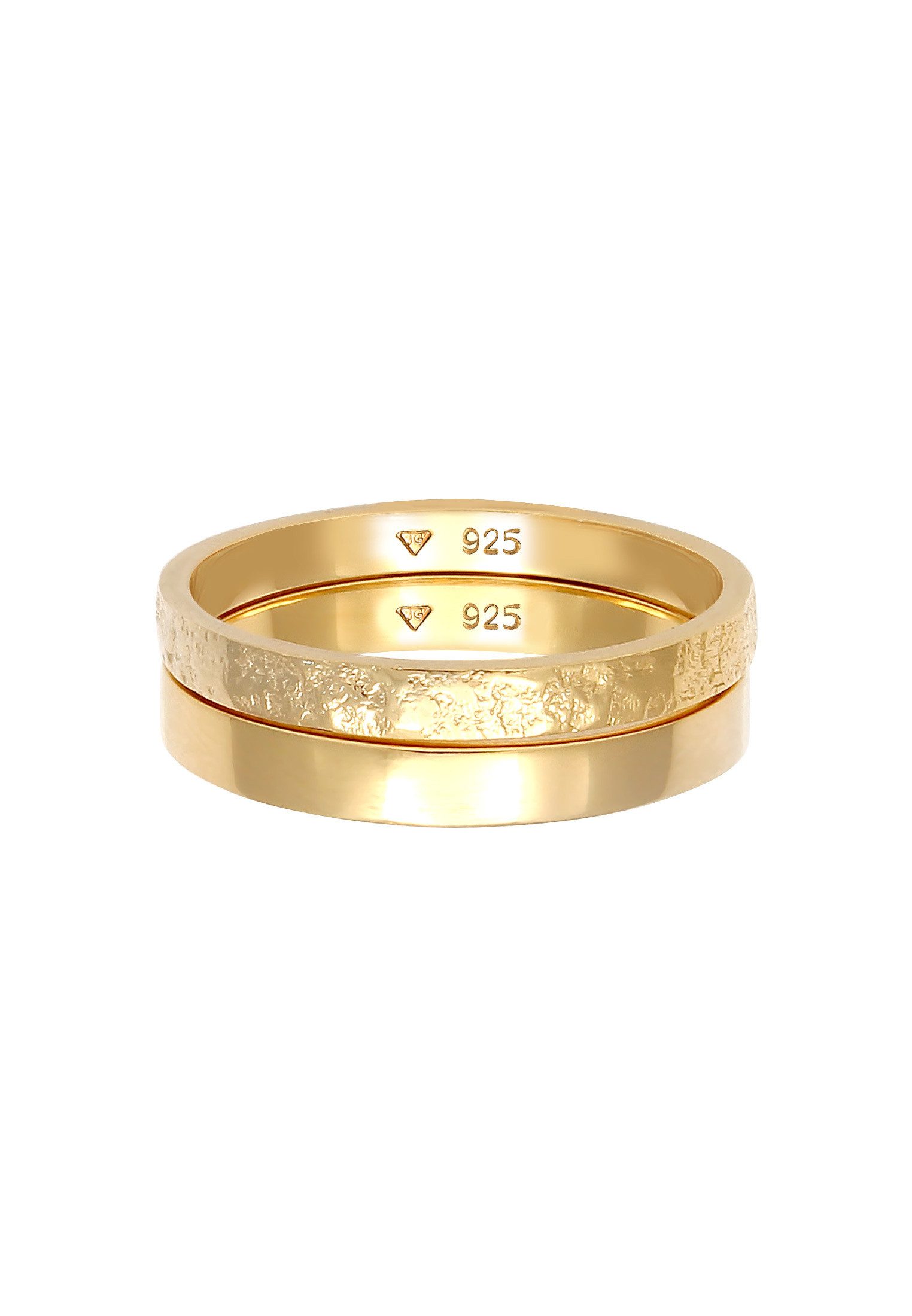 Elli Ring-Set Bandring Basic Gehämmert Schmuck Geschenk (Set 2-tlg) 925 Silber, Ring Set