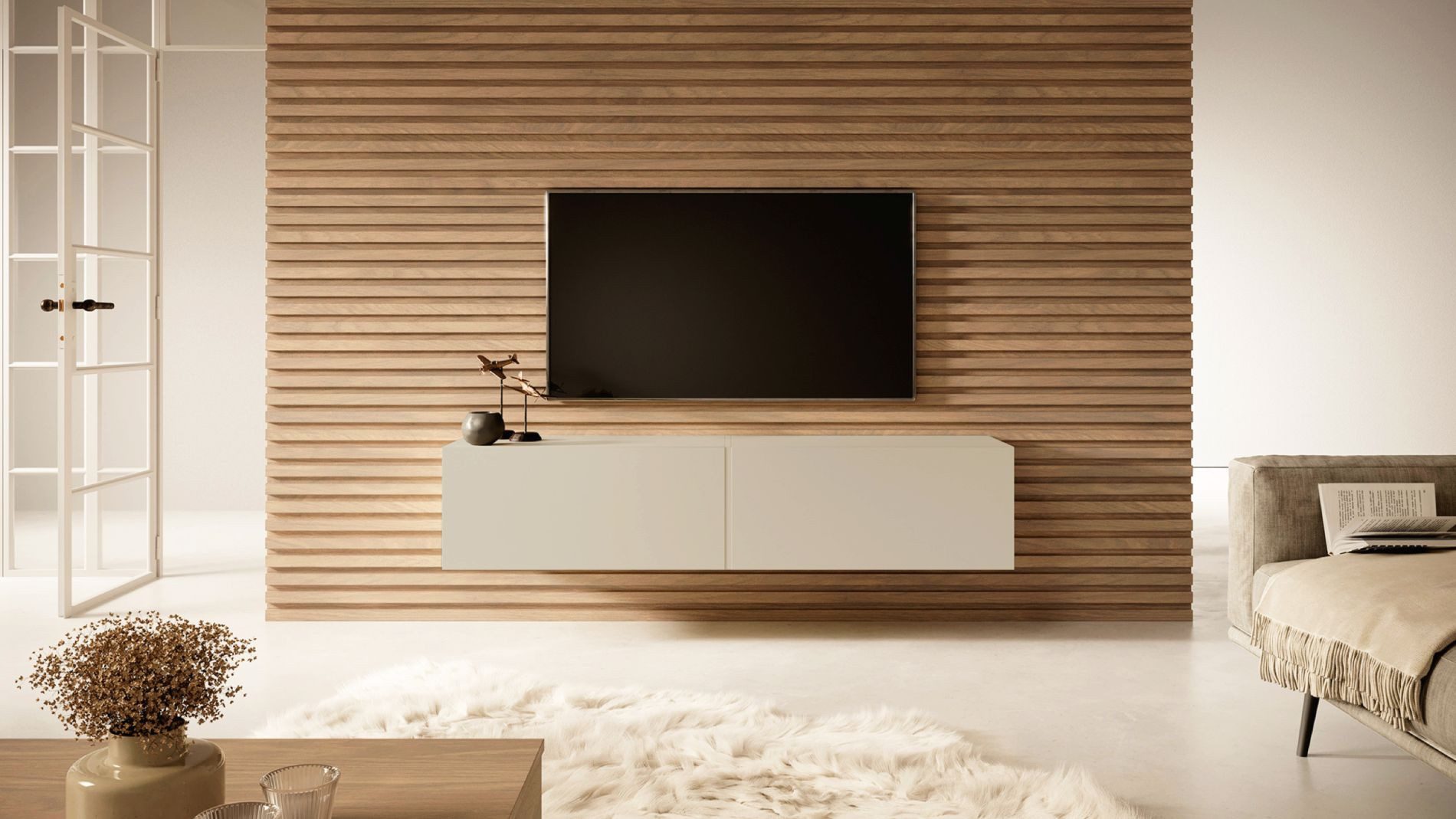 Selsey TV-Schrank BISIRA Hängend mit 2 grifflosen Türen, 140 cm