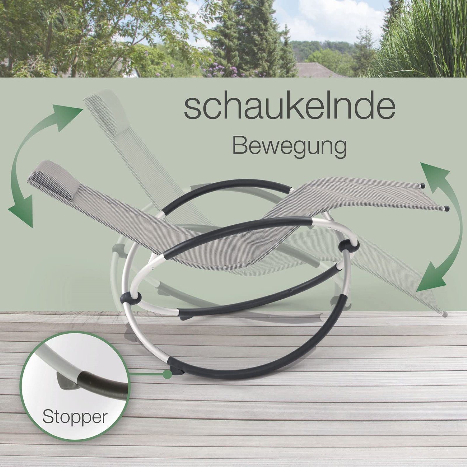 erhältlich und ohne Relax-Schaukelliege mit aktivshop Auflage grau-kariert, Gartenliege