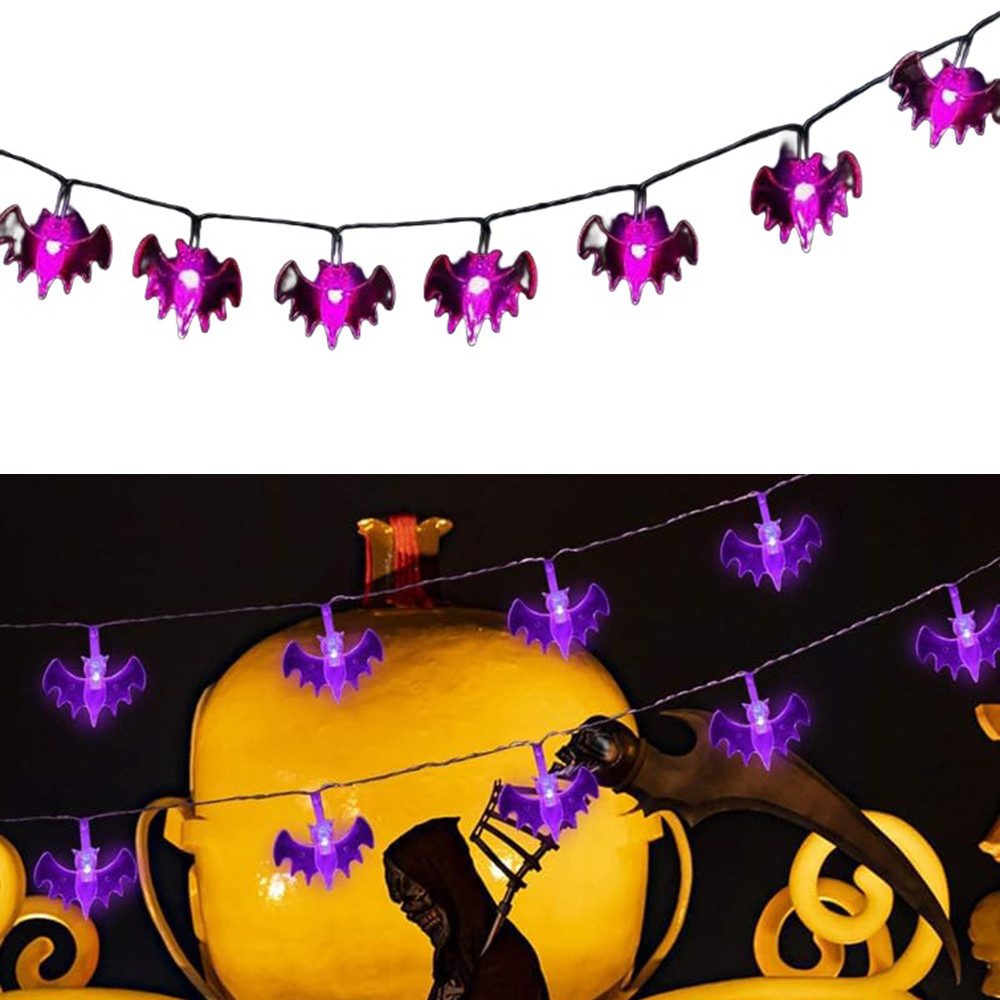 Bomiclss LED-Lichterkette Halloween Lichterkette Batterie Halloween Led Dekoration, für Außen Innen Halloween Garden Deko