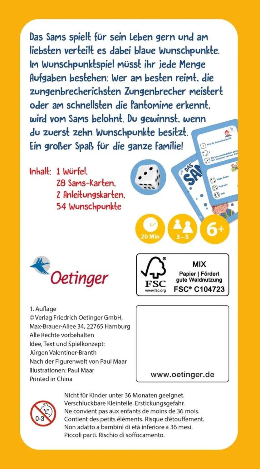 Oetinger Spiel Das Sams. Das Wunschpunktspiel