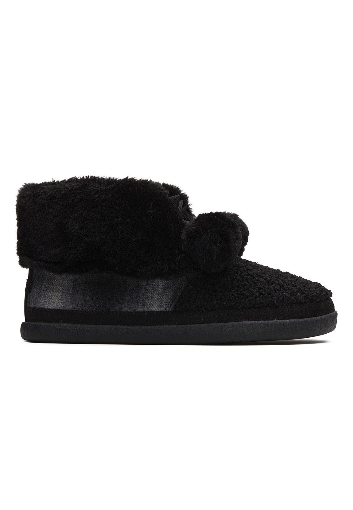 TOMS Damen Hausschuhe CELESTE 10016814 Black Faux Schwarz Sneaker