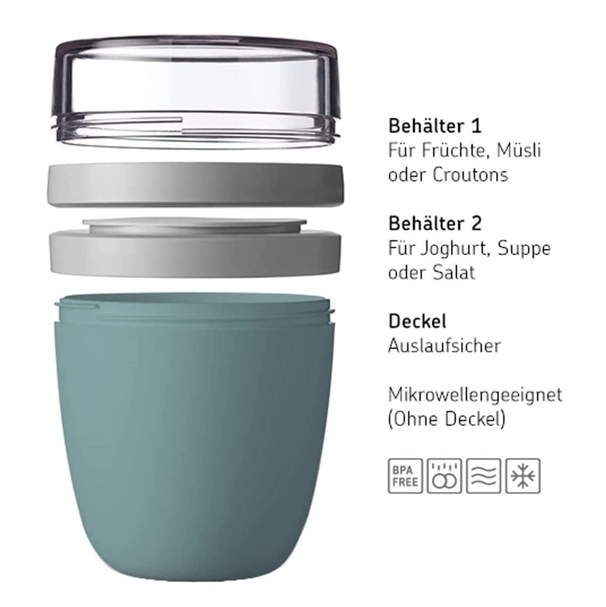 Duo Cool Lunchbox Reisebecher, Grey, Lunchbox Lunchpot Essensbehälter Mepal Polypropylen Pack
