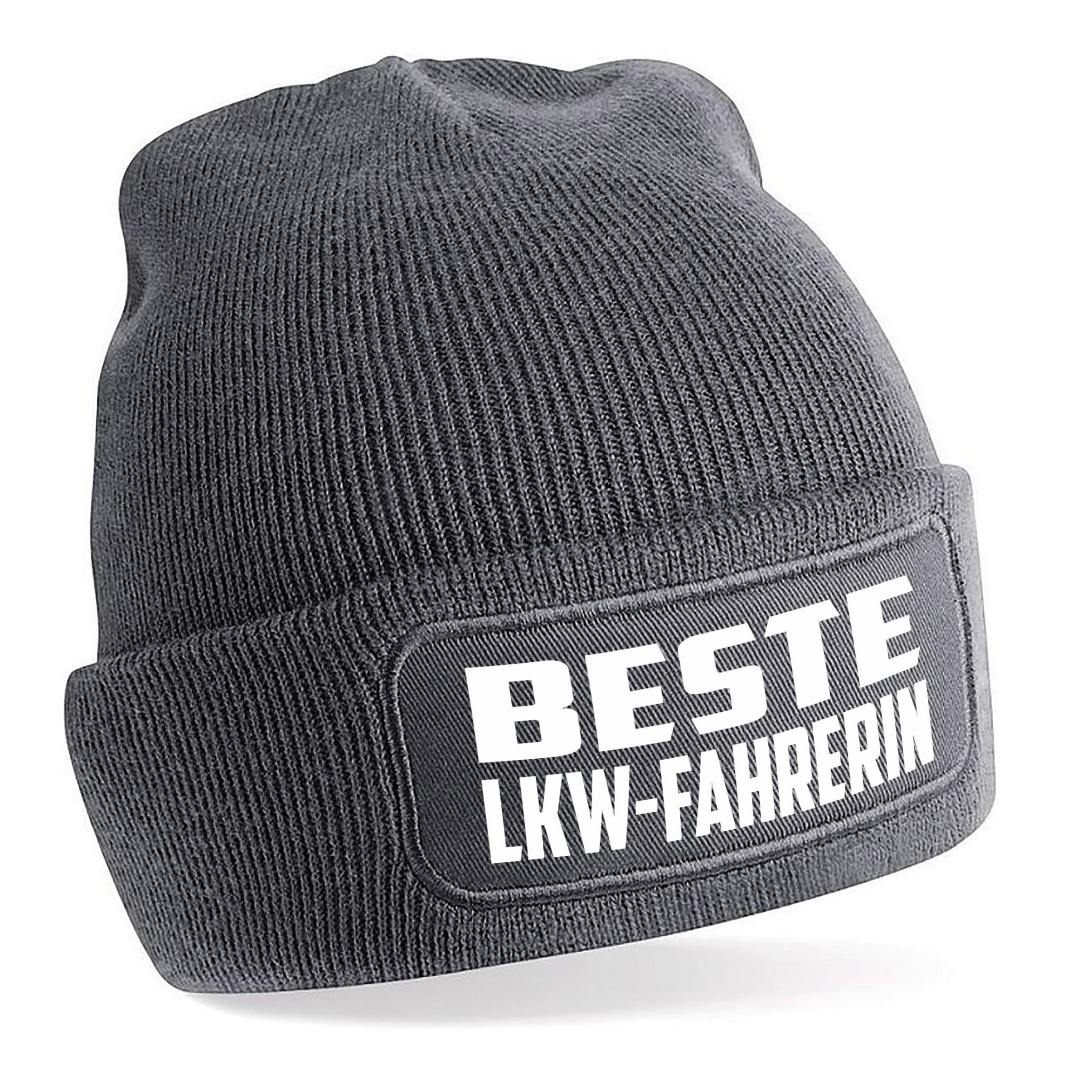 Herzbotschaft Beanie Strickmütze mit Spruch BESTE LKW - FAHRERIN (Mütze mit Aufdruck, Skimütze) Unisex SoftTouch angenehm weiche und warme Wintermütze Einheitsgröße