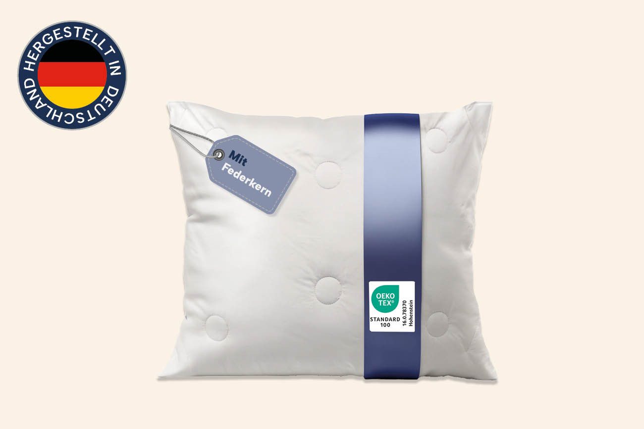 casimum 3-Kammer-Kopfkissen LUXUS Kamelhaar-Kissen 80x80, Kissen 40x80, hergestellt in Deutschland, Füllung: 100% Kamelhaar (Außenkammer), Bezug: 100 % Baumwolle, Rückenschläfer, Seitenschläfer, anschmiegsam & stützend, für Allergiker geeignet, atmungsaktiv