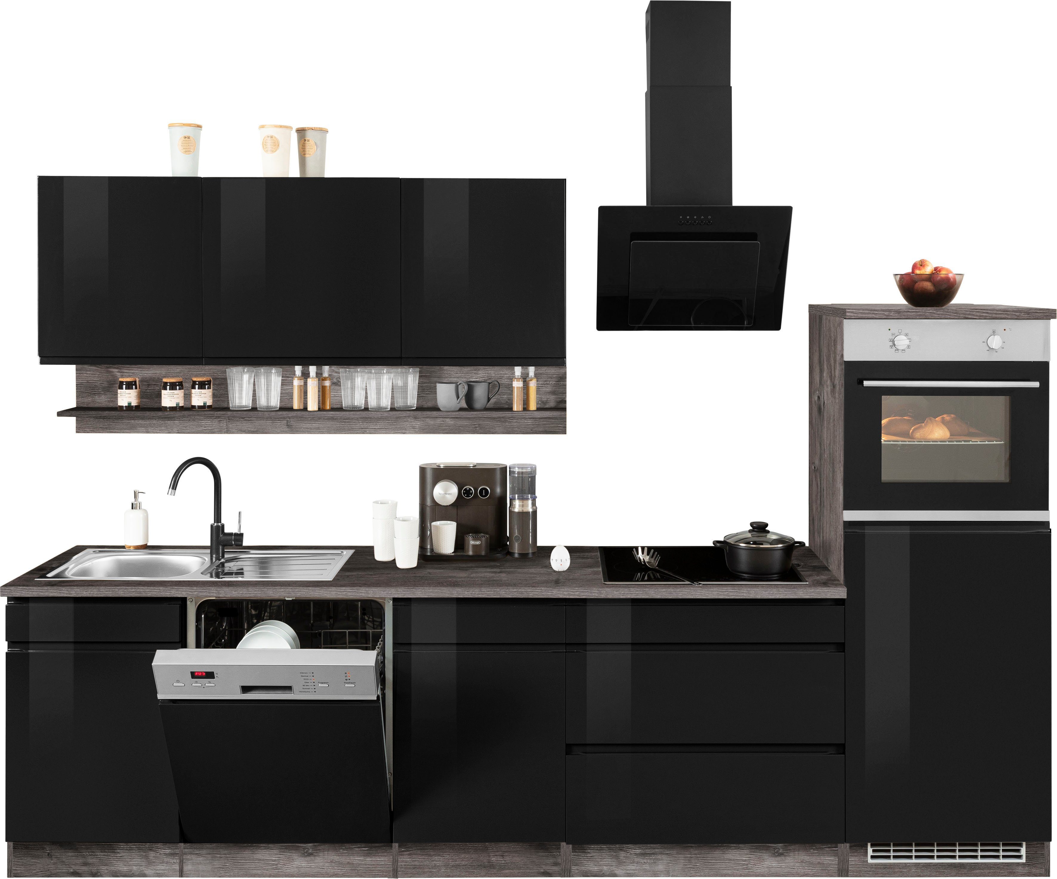 Coin cuisine, cuisines aménagées, meubles de cuisine, cuisine équipée, largeur 300 cm, avec électroménager en option