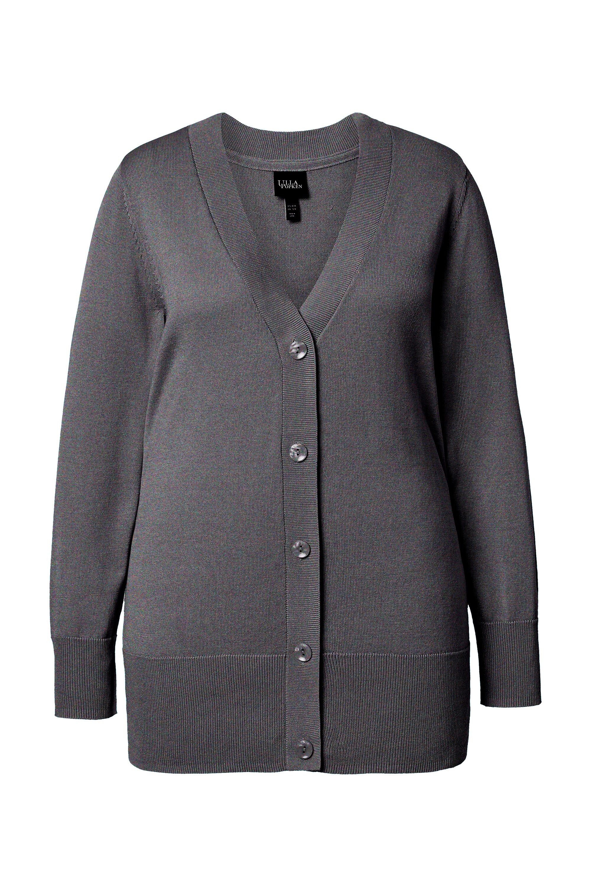 Ulla Popken Strickjacke Strickjacke V-Ausschnitt Knopfleiste Feinstrick günstig online kaufen