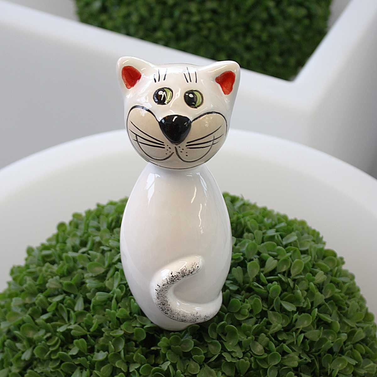 Gartenfigur glänzend, Tangoo Tangoo Keramik-Katze MINI weiß (Stück)