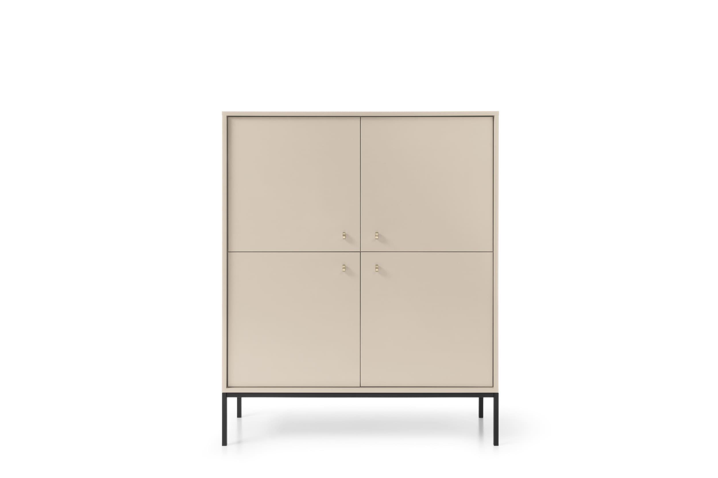 MOEBLO Kommode Melody I (Wohnzimmer, Esszimmer, Flur & Diele, Moderne Sideboard Schrank Highboard Goldene Türgriffe), (BxHxT): 104x39x125 cm